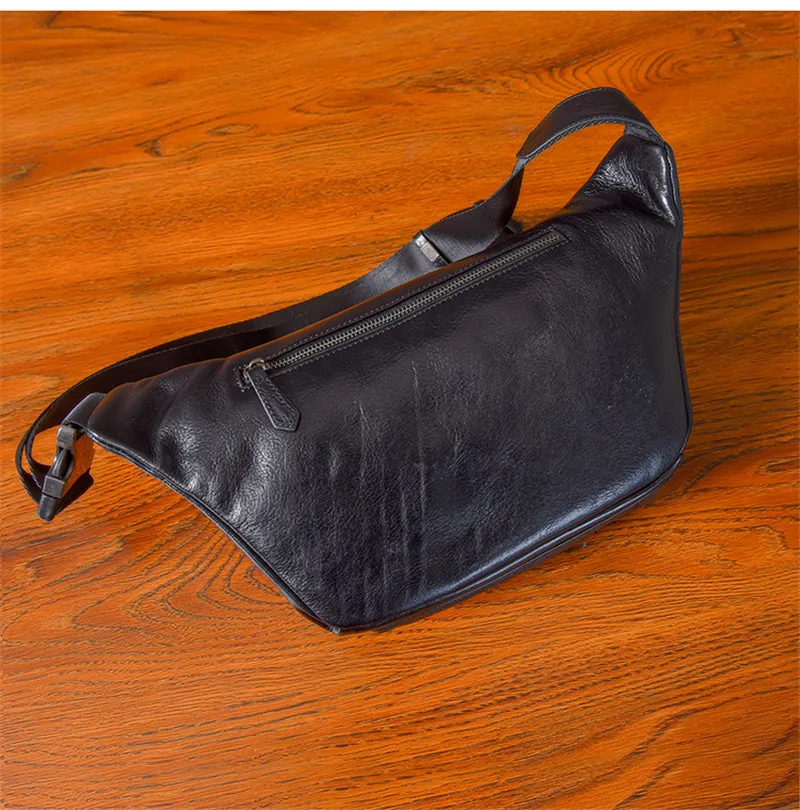 Luxury genuine leather men's multifunctional chest bag weekend outdoor daily natural first layer cowhide waist pack diagonal bag