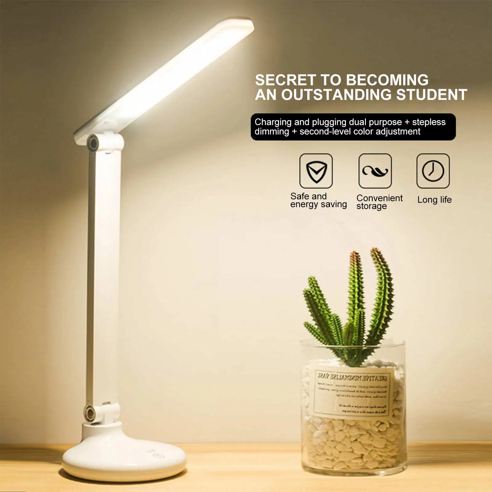 

Лампа для чтения с защитой глаз, Складная Настольная лампа большой емкости с литиевым аккумулятором и плавным прикосновением к поверхности...