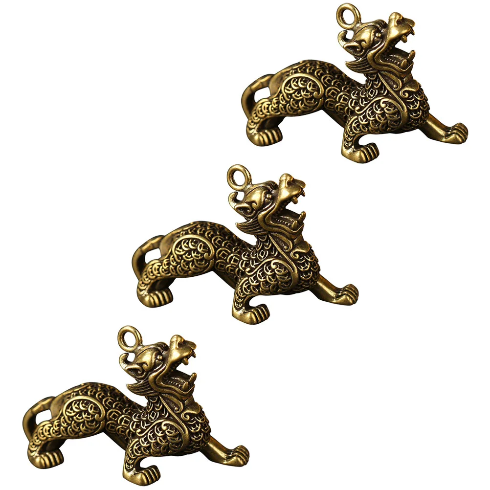 

Keychain Charms Brass Statue Animal Kirin Fengshui Decor Wealth Figurine Mini Ornament Lucky Copper Figurines Charm Beads Adorn