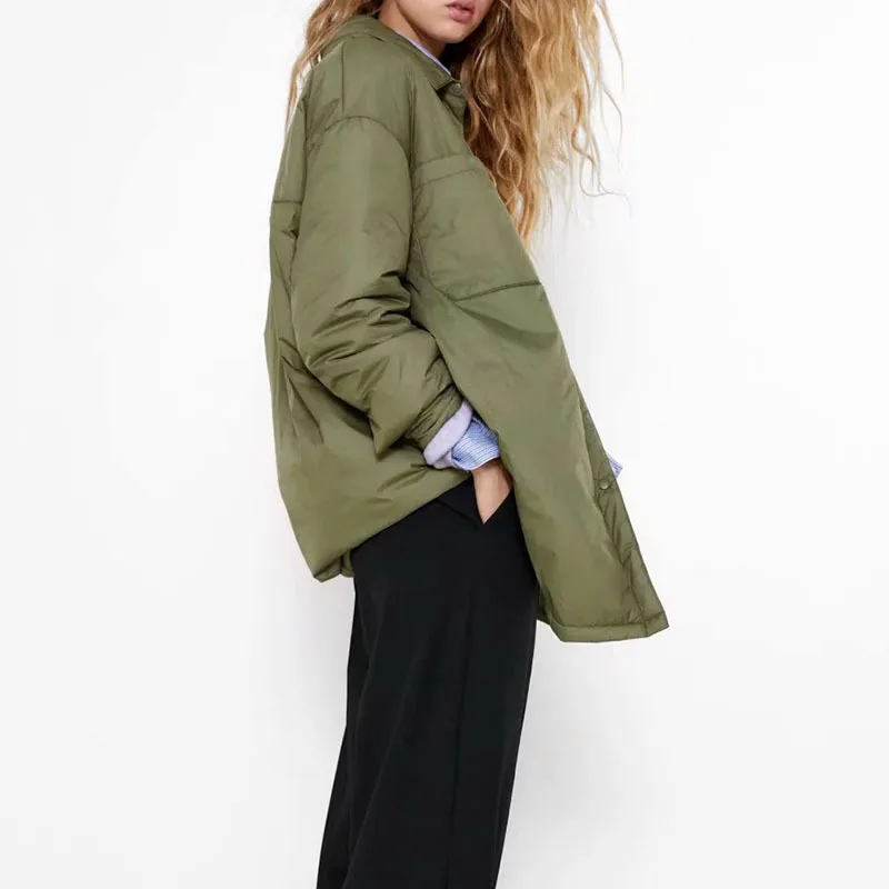 Women's Shirts Jackets Thin Parka Oversize Shirt Coats Armygreen Outerwear Coats Bf Long Sleeve Khaki Coat 2022 New