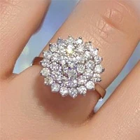 new novel design flower ring for women brilliant cubic zirconia luxury proposal engagement rings fancy gift fashion jewelry