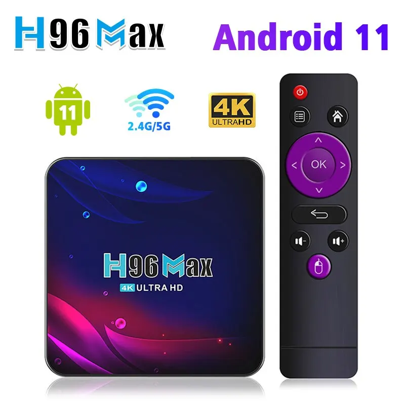 

H96 Max V11 Smart TV BOX Android 11 4GB RAM Rockchip 3318 4K Google 3D Video BT4.0 4K Media Player Set Top Box