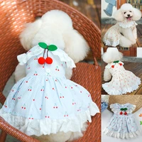 pet dress summer vestidos yorkshire poodle cat bichon hiromi schnauzer teddy dog cherry small dog clothes dress