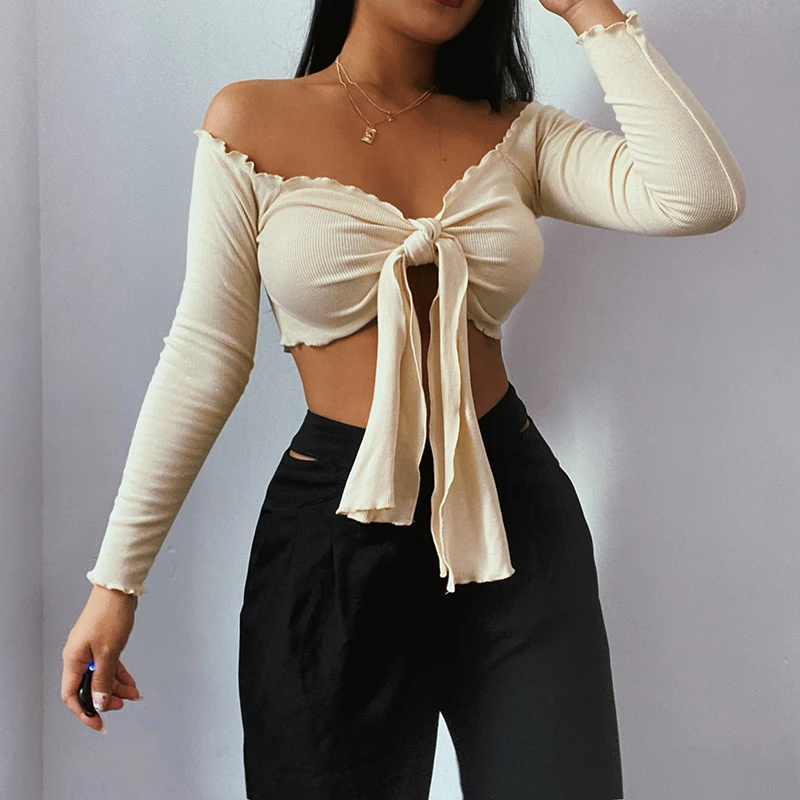 

New Kink Show Thin Sexy Shoulder Long-sleeve Top Wear Small Vest