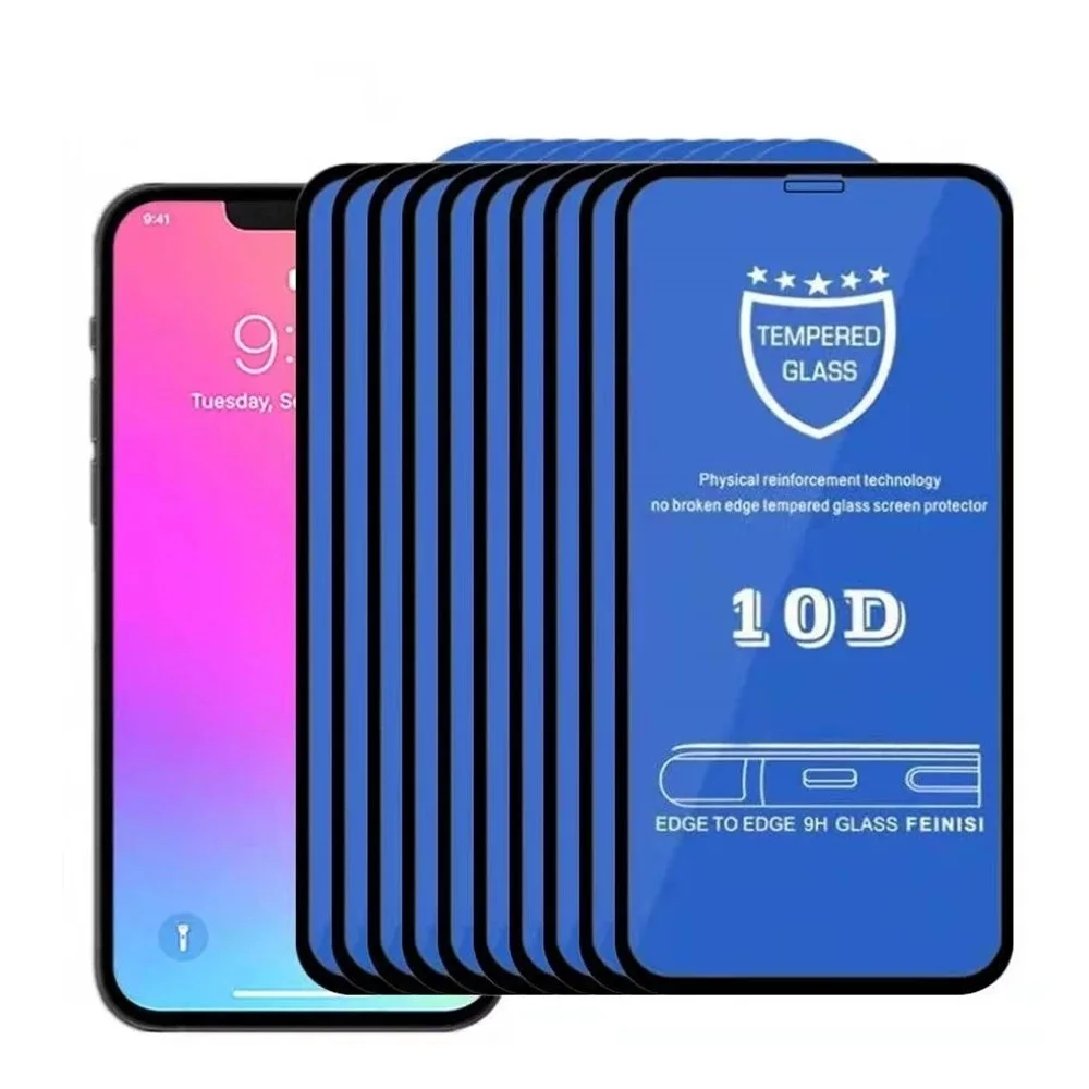 20/50pcs 10D Tempered Glass for iPhone 14 13 Pro Max Screen Protector For iPhone 12 X 7 Plus Full Curved 9H Hardness Glass