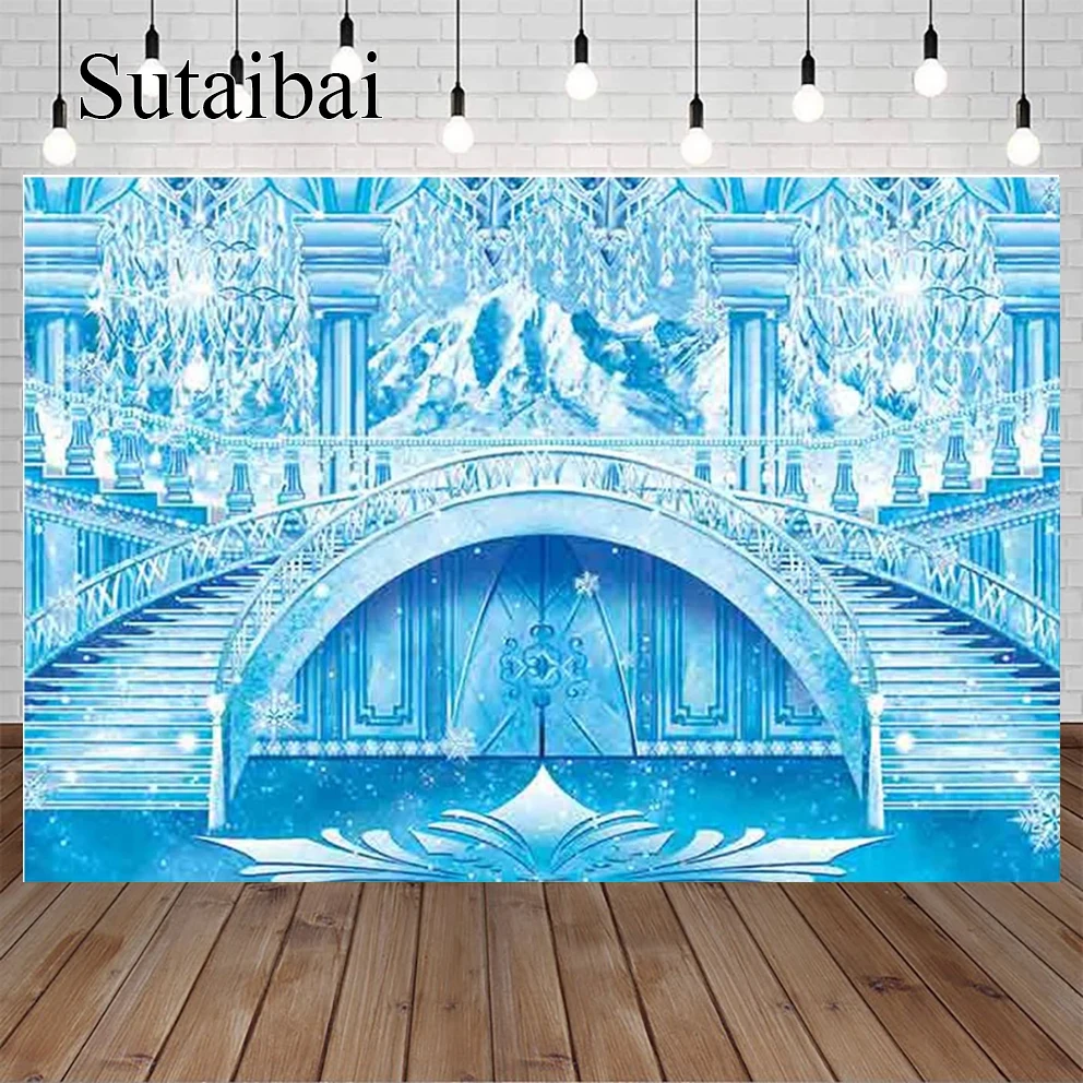 Зимний Фотофон ледяная Страна Чудес горный фон пусть снег детский душ