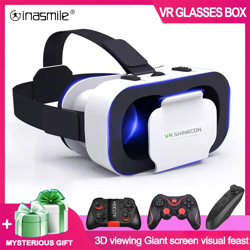 3D VR Гарнитура Умные Виртуальные Очки Шлем для iPhone Android Смартфонов Телефонные Линзы с Контроллерами Биноклем