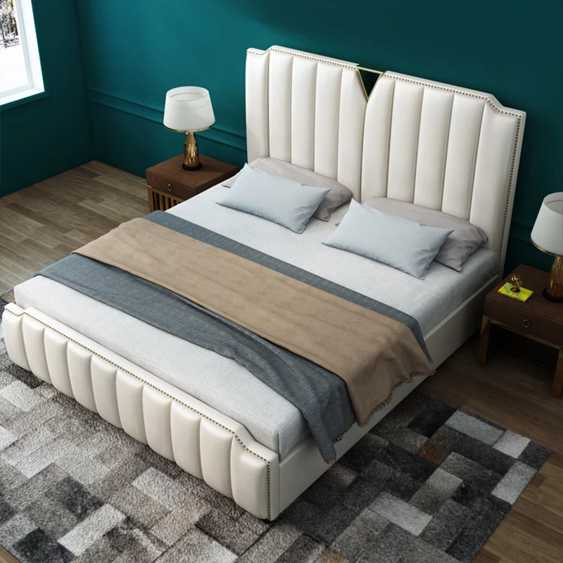 

American Style Fabric Bed Simple 1.8m Princess European Light Luxury Bed Soft Cheap Apartment Designer Cama Interior Decoration