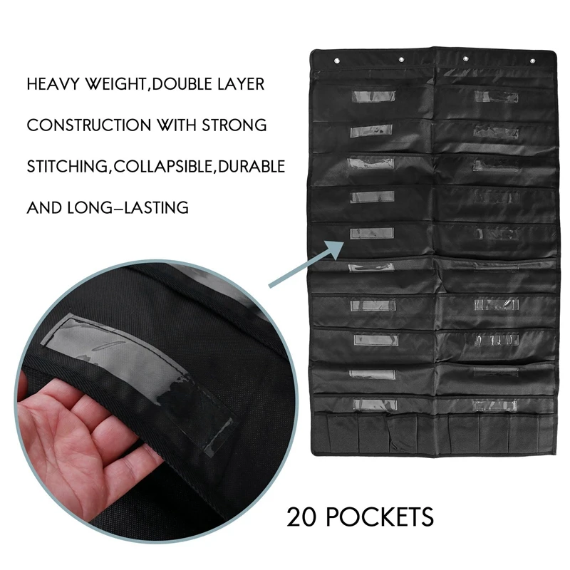 20 карманных дверных подвесных картотеки с именной биркой черные настенные