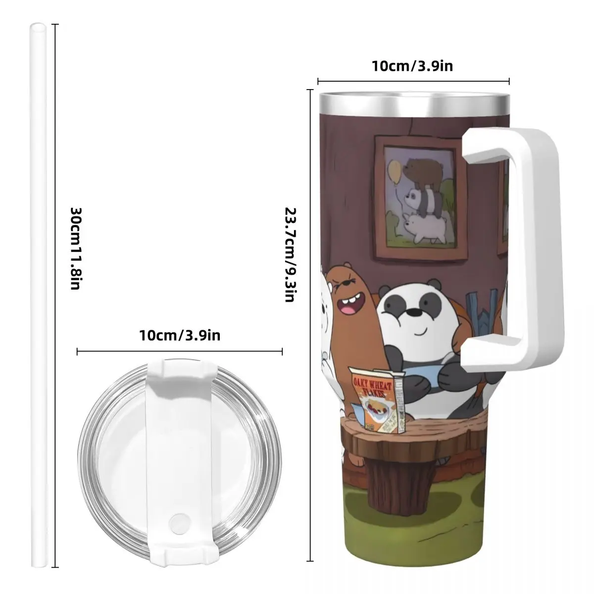 We Bare Bears Улыбающееся стакан из нержавеющей стали Дорожная кофейная кружка с