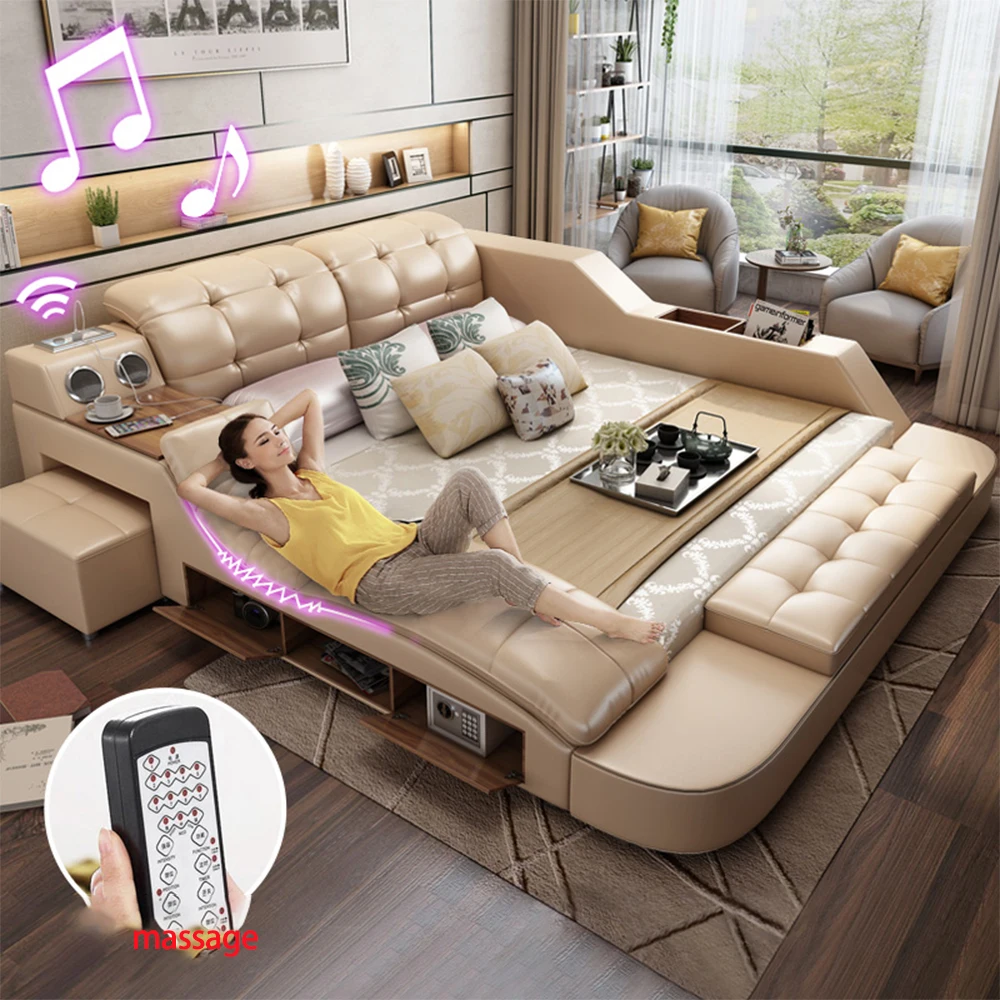 Роскошная кровать большого размера MANBAS с интеллектуальной технологией и