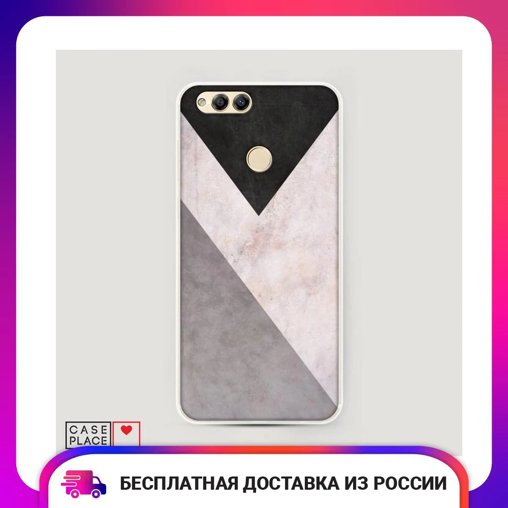Чехол Силиконовый для Honor 7X Геометричный мрамор защитная накладка бампер тонкая