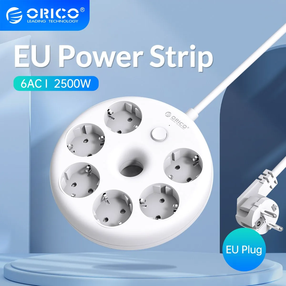 

ORICO Power Strip EU Plug 6AC Outlets Electrical Multiple Socket With 1.5M Extension Cable For Office Home Overload Protection