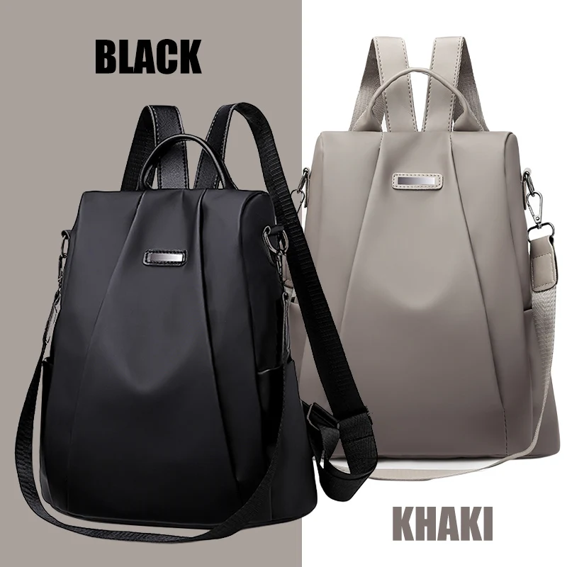 Women Large Capacity Anti-Theft Backpack Fine Texture Oxford Cloth Travel Casual Waterproof Rucksack Ladies School Shoulders Bag