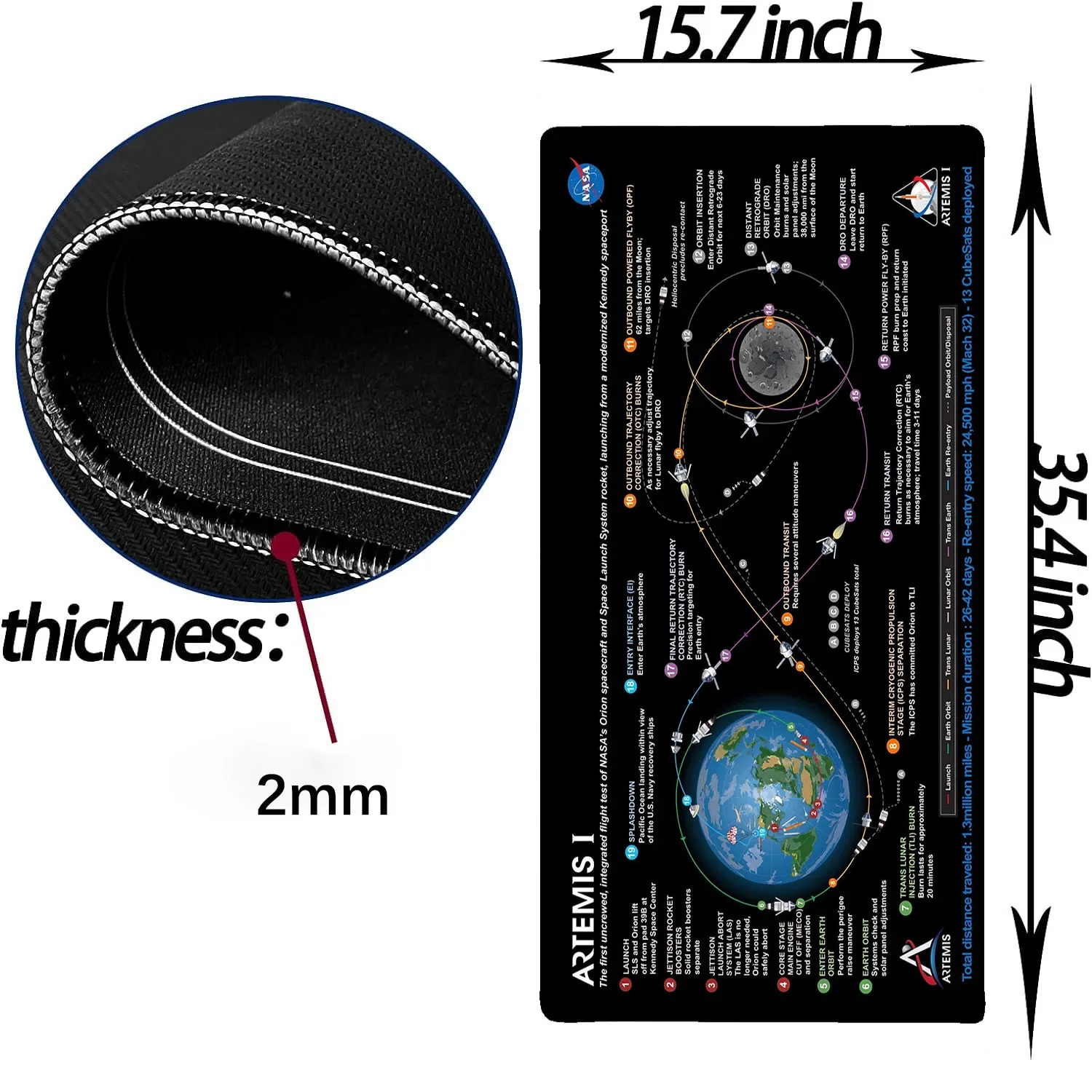 Большой коврик для мыши с космической картой Orion MPCV и система Space Launch System Spacecraft HD