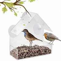 Window Bird Feeder House Shape Weather Proof Transparent Suction Cup Outdoor Birdfeeders Hanging Birdhouse For Outside Garden
