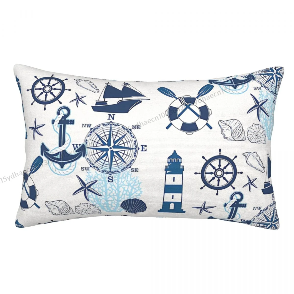 

Seashell Ship Anchor Cojines Pillowcase Ocean Compass Cushion Home Sofa Chair Print Decorative Coussin Pillow Covers