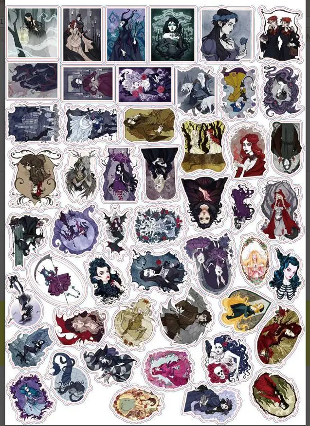 

50pcs Black Fairy Tale Series Cartoon Anime Kawaii Stickers Skateboard Water Cup Kids Stickers
