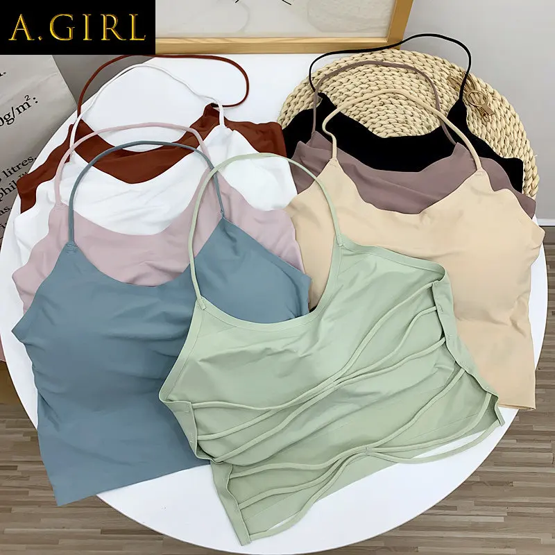 

Женская однотонная майка A GIRLS, 8 цветов, простая универсальная летняя Мягкая Повседневная Базовая майка, нежная одежда, Лидер продаж, облегающий дизайн для женщин