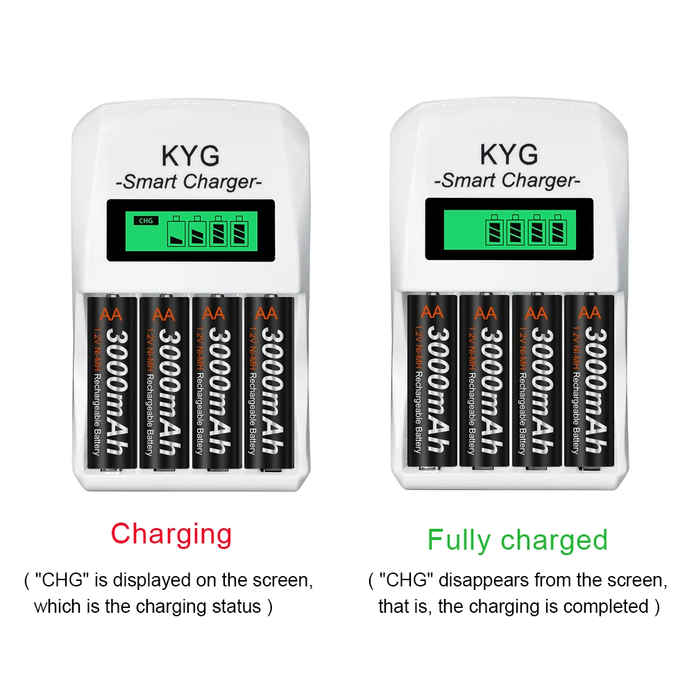 PALO AA Battery NIMH 3000mAh 1.2V 2A Ni-Mh aa Rechargeable Batteries Bateria Baterias and smart battery charger |
