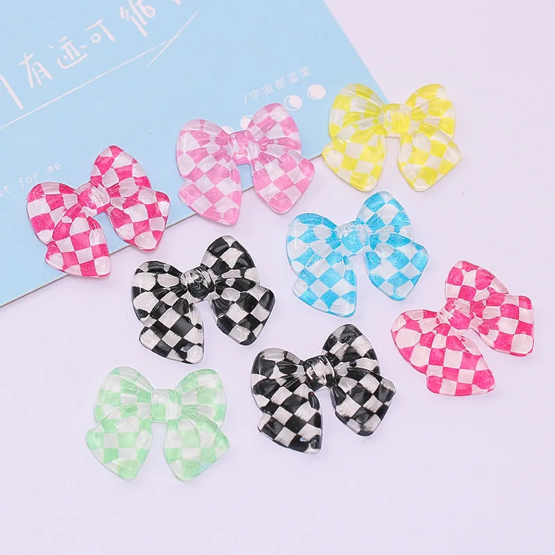 

Resin Bowtie Flatback Cabochons for Scrapbooking 10pcs Lovely Colorful Checked Bow Knot Resin Cabochon Flat Back Embellishments
