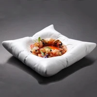 Creative Ceramic Imitation Pillow Dinner Plate Cuisine Square Plate White Black Dessert Plate Artistic Conception Tableware