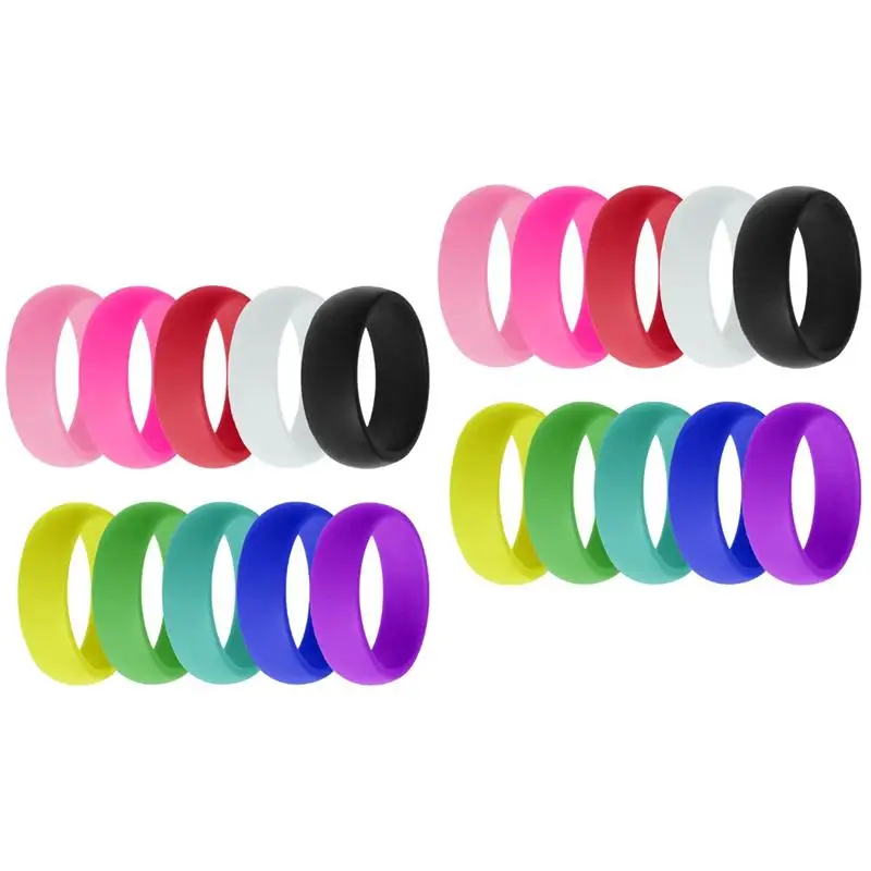 

20 шт. 8 мм силиконовые кольца Радуга и конфеты обручальное кольцо для влюбленных 10 смешанных цветов для женщин мужчин 10 цифр