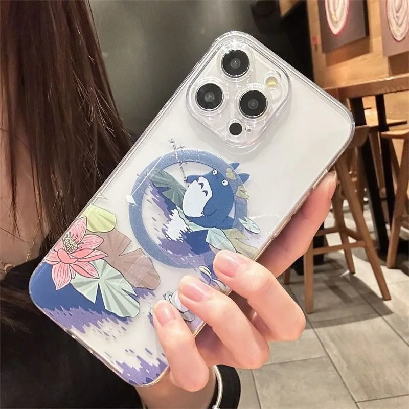 Cartoon T-Totoros Magsafe Magnetic Phone Case for iPhone 16 15 14 13 12 11 8 7 Plus Pro Max X XR XSMax Soft Clear Tpu Cover