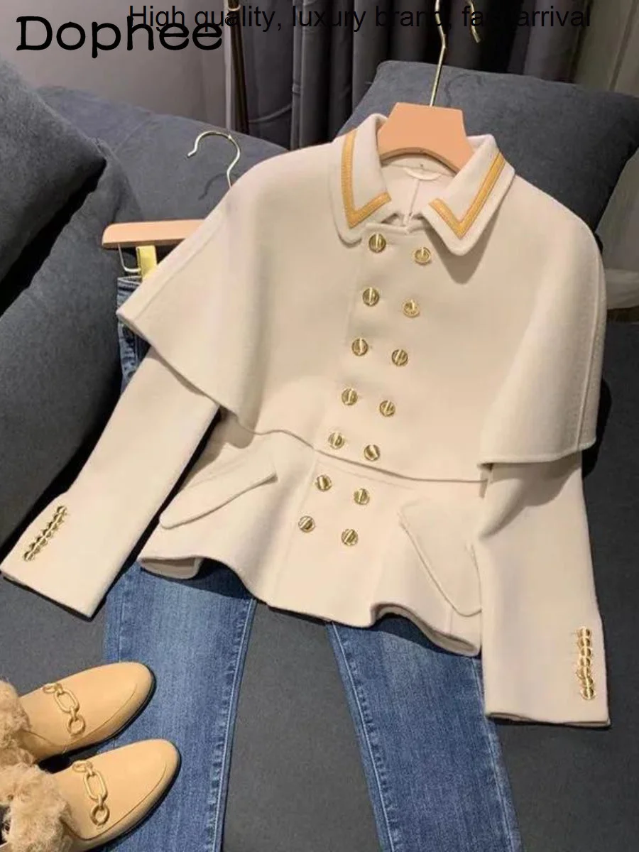 

Woolen Ladies Oversize Coat Women Loose Slimming All-Matching Double Breasted Short Wool Jacket Cloak 2023 Winter New Clothing