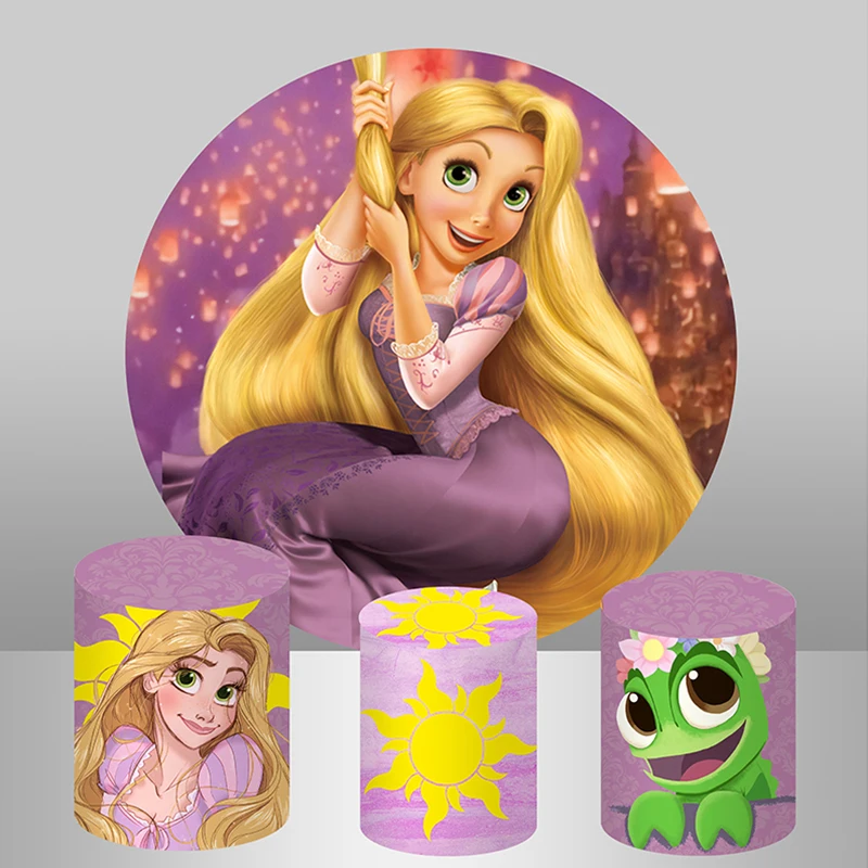

Светлый Рапунцель Принцесса круглая подвеска фон для девочек Декор на день рождения подсвечник баннер чехлы