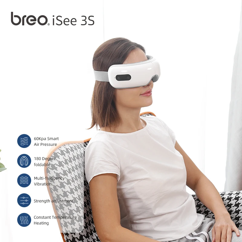 

Breo iSee 3S Eye Massager Heating Function with Switchable Sound Smart Airbag Vibration Reduce Eye Strain Eyes Relax