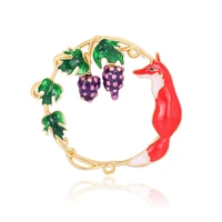 grape fox wreath animal brooches pins jewelry women girls accessories coat cardigans decoration ornaments
