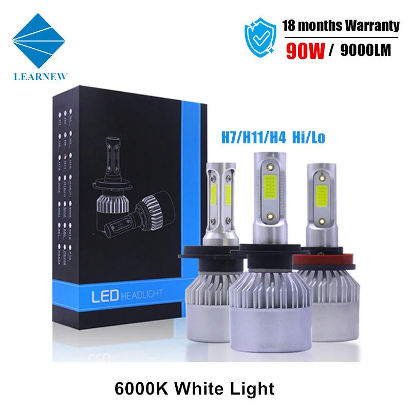 

LEARNEW H7 LED Headlights H4 LED Lights For Vehicles 6000K 90W 9000LM H11 LED 12V Auto Fog Light Bulbs