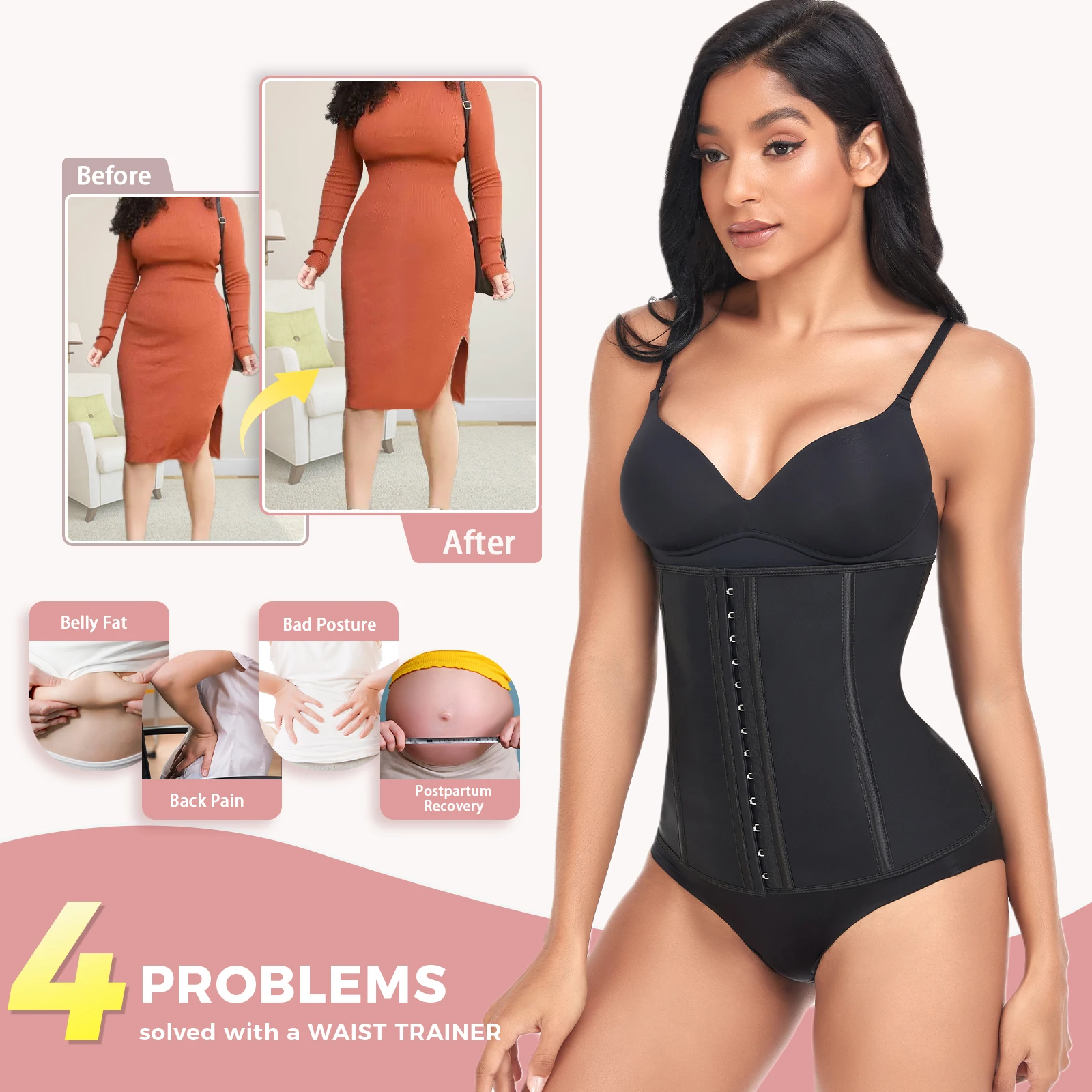 Corset Waist Trainer Body Shapewear for Women Tummy Slimming Sheath Woman Flat Belly Girdle Postpartum Sheath Wrap Waist Belt