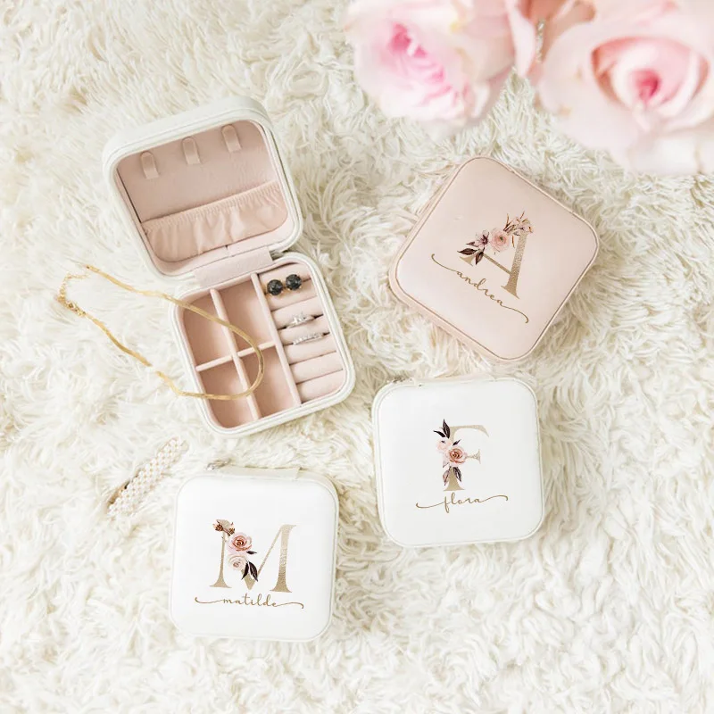 Personalized Gifts Leather Travel Jewelry Case With Name Bridesmaid Proposal Jewellery Holder For Her