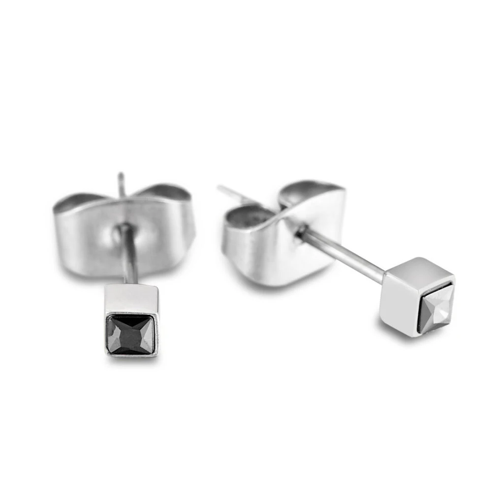 TGNEL серьги-гвоздики для женщин из чистого титана 2 6 мм черные/синие с фианитом