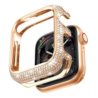 bling metal case for apple watch 44mm 40mm iwatch se series 6 5 4 3 jewelry cover luxury diamond bezel vintage sparkling woman