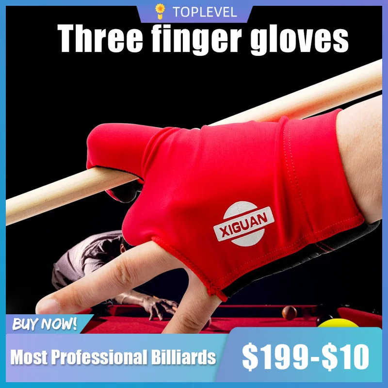 Three Fingers Gloves Non-slip One Pieces Red/yellow/black/blue Exquisite Fabric Billiard Accessories