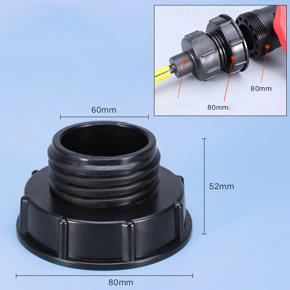 

Connector IBC Adapter 80mm Black IBC Adapter IBC Tank Connector Plastic S60x6（60mm) Adapter For IBC Containers