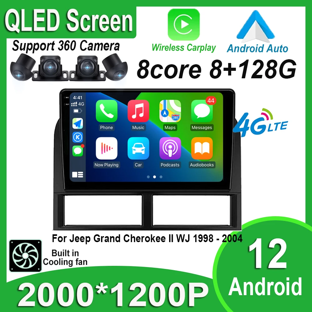 Автомобильный радиоприемник 9 дюймов IPS/QLED экран Android 12 видеоплеер с GPS-навигацией