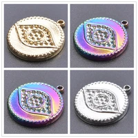 3pcs mix ojo turco round charms for jewelry making supplies evil eye pendant stainless steel charms in bulk diy vintage material
