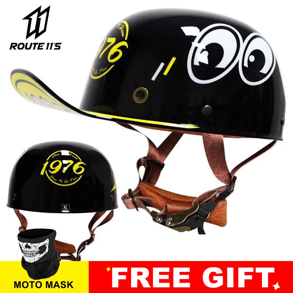 

Latest Motorcycle Helmet Cute Cool Cascos Para Moto Peaked Baseball Cap Personality Pattern Motorcycle Accessories for Men Women