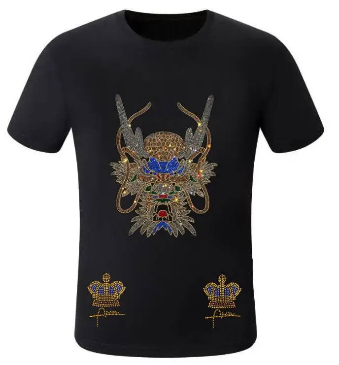 

Mens Hip Hop Men tees Fashion Tops for Young Men Streetwear Rhinestone T-shirt