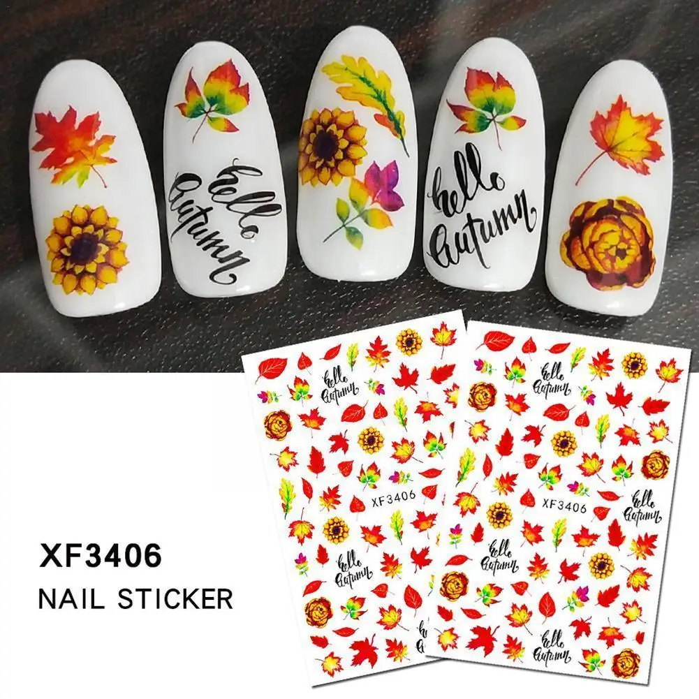 

12 Styles Fashion Autumn Maple Leaf Nail Sticker Flower Leaves Nails Decals Nails Art Diy Manicure Tools Gifts For Girl Fri R7n5