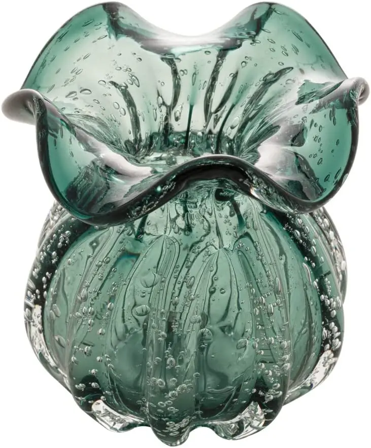 

Italy Emerald Green Glass Vase 10cm x 11cm - ornaments flower dryer home living room decoration