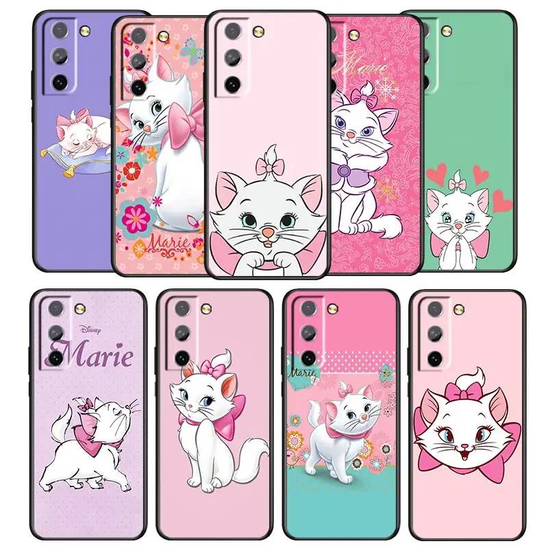 Cute Marie Cat Phone Case For Samsung Galaxy S22 S21 S20 S10 S10e S9 S8 S7 PRO Ultra Plus FE Lite Black luxury Silicone Back