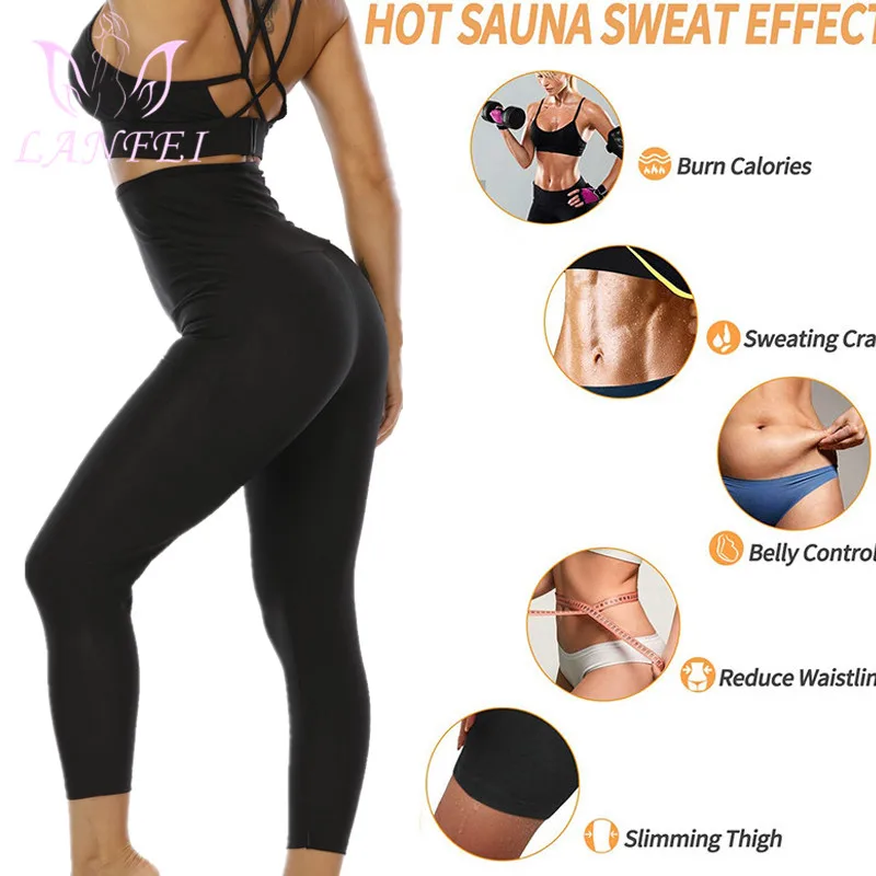 LANFEI Sweat Pants Waist Trainer Shaper Leggings Women Shaper Sauna Pant Slim Fat Burning Gym Push Up Sports Tight Fitness Pant