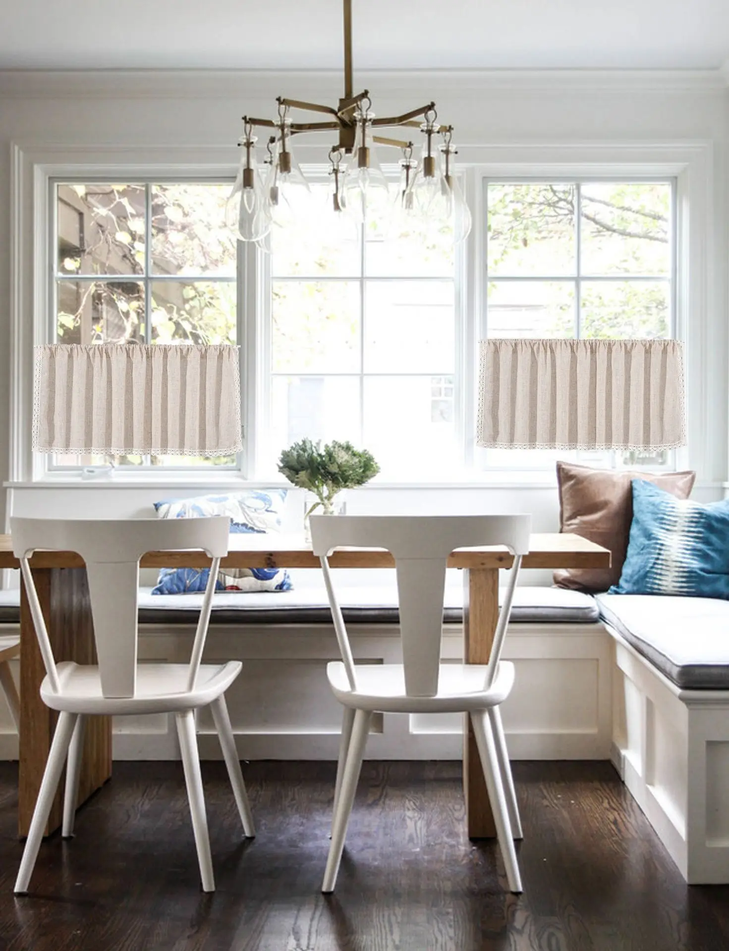 Короткие пылезащитные шторы в скандинавском стиле белые пасторальные для кухни