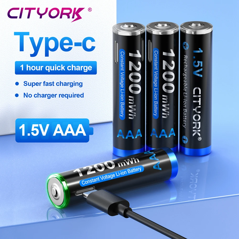 Real Capacity 1200mWh 1.5V USB AAA Lithium Rechargeable Battery AAA Lithium ion Battery+USB Cable Low self Discharge AAA Battery
