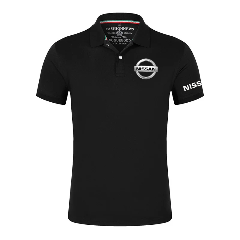 

NEW Summer NISSAN Logo Short Sleeve Polo Men Turn-over Collar Fashion Casual Slim Breathable Solid Color Business Man Polo Shirt